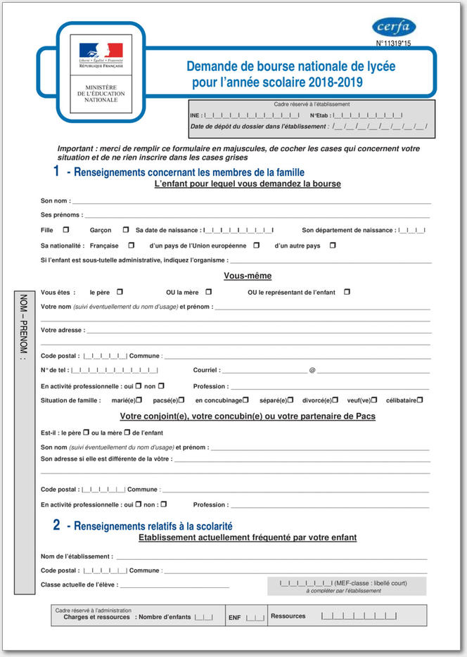 demande de bourse nationale de lycée 20172018